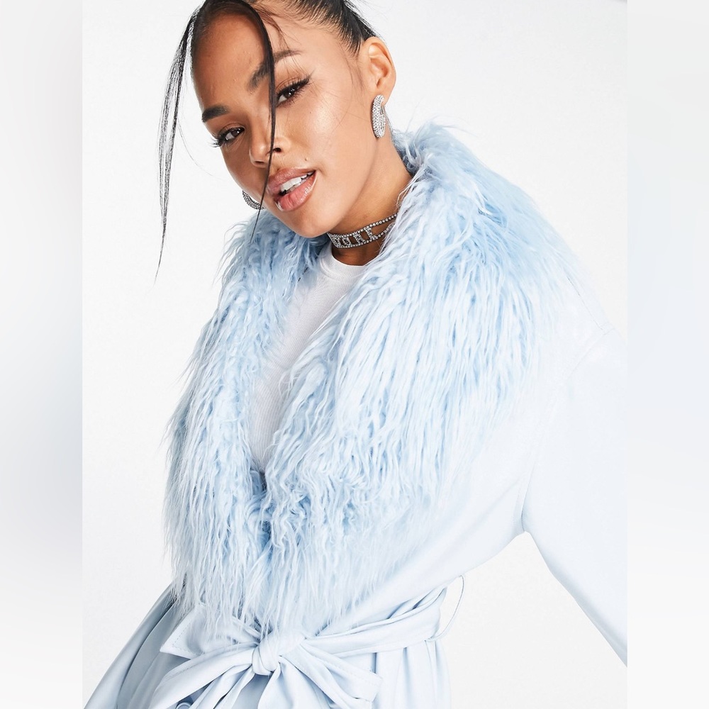 BRAND NEW blue fur coat from ASOS